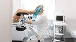 Woman undergoing a pelvic examination