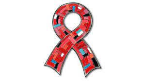 Red Ribbon with Multicolored Tiles - Symbolizing Support and Awareness for National Native AIDS Awareness Day