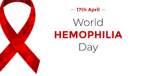 Red awareness ribbon symbolizing support for Hemophilia Day awareness.