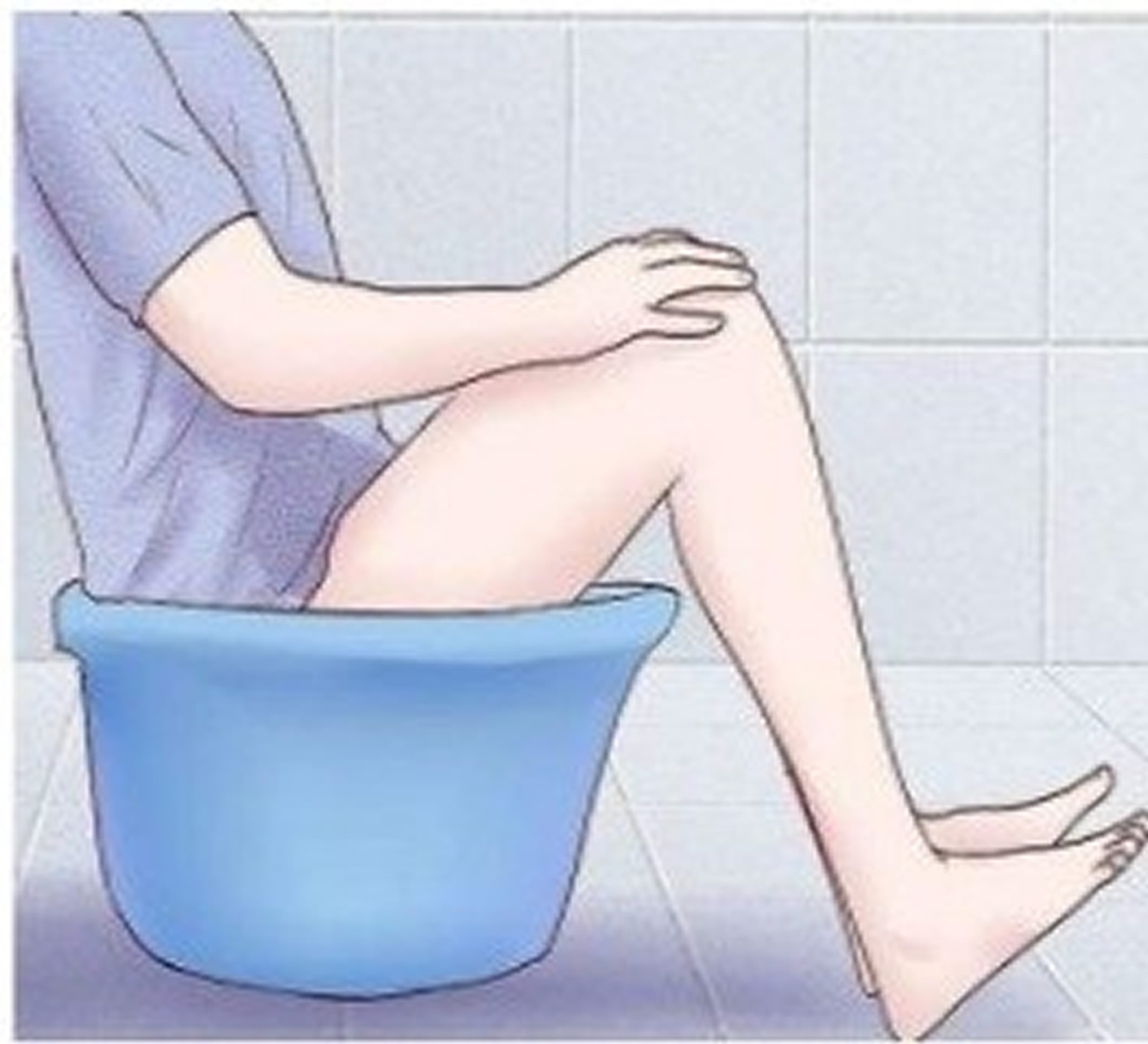 A woman sitting over a sitz bath basin, with the basin filled with warm water for a soothing bath. She is in a relaxed posture, sitting comfortably with her lower body immersed in the water. The setting is calm and private, with soft lighting to emphasize the therapeutic nature of the sitz bath. The image conveys a sense of comfort and care, often used for personal hygiene or healing purposes.