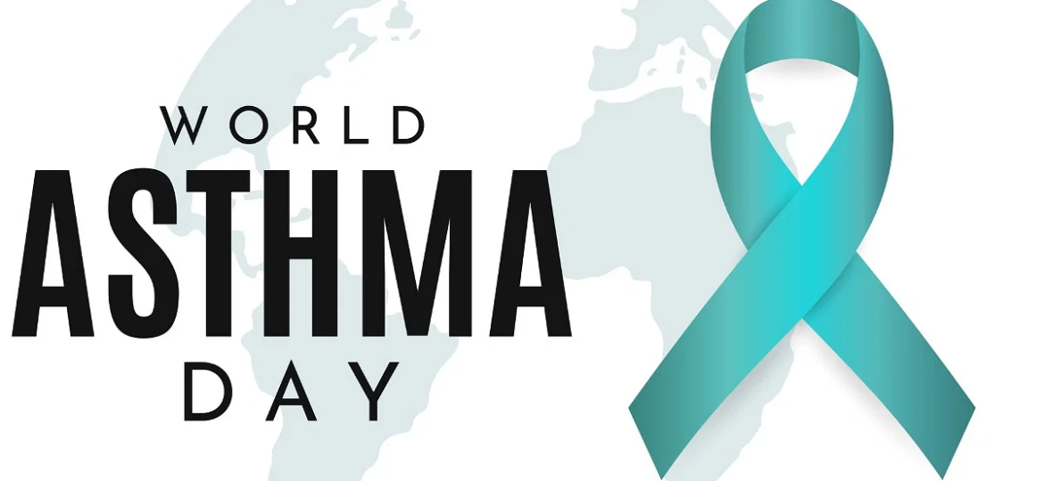 Blue awareness ribbon for Asthma Day commemoration