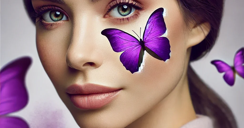 image of a woman with a purple butterfly symbolizing World Lupus Day awareness and support.