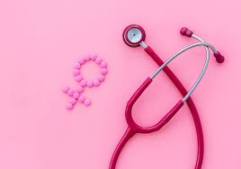 Pink female symbol and pink stethoscope