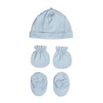 Warm baby essentials set: A delightful arrangement featuring a hat, socks, and mittens, designed to keep your little one snug and cozy, providing essential warmth during colder days.
