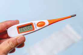 A thermometer displaying a high fever reading, indicating the severity of illness.