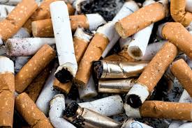 A pile of cigarette butts