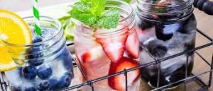 A Collection of Glasses with Fruit Juices.