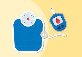 bathroom scale and glucometer, emphasizing healthcare myths about weight and blood sugar