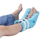 Image: A bedridden individual with a pressure-relieving foam device on the foot, highlighting its role in enhancing mobility and promoting well-being. This medical equipment aids in providing comfort and support for bedridden patients.