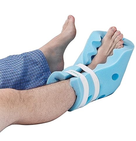 Image: A bedridden individual with a pressure-relieving foam device on the foot, highlighting its role in enhancing mobility and promoting well-being. This medical equipment aids in providing comfort and support for bedridden patients.