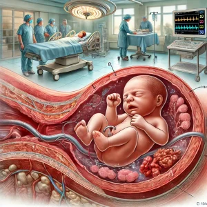 illustration depicting fetal distress during labor